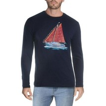New Long Sleeve S Small Tee Shirt Mens Crew Neck Club Room Blue Sailboat Graphic - £8.09 GBP
