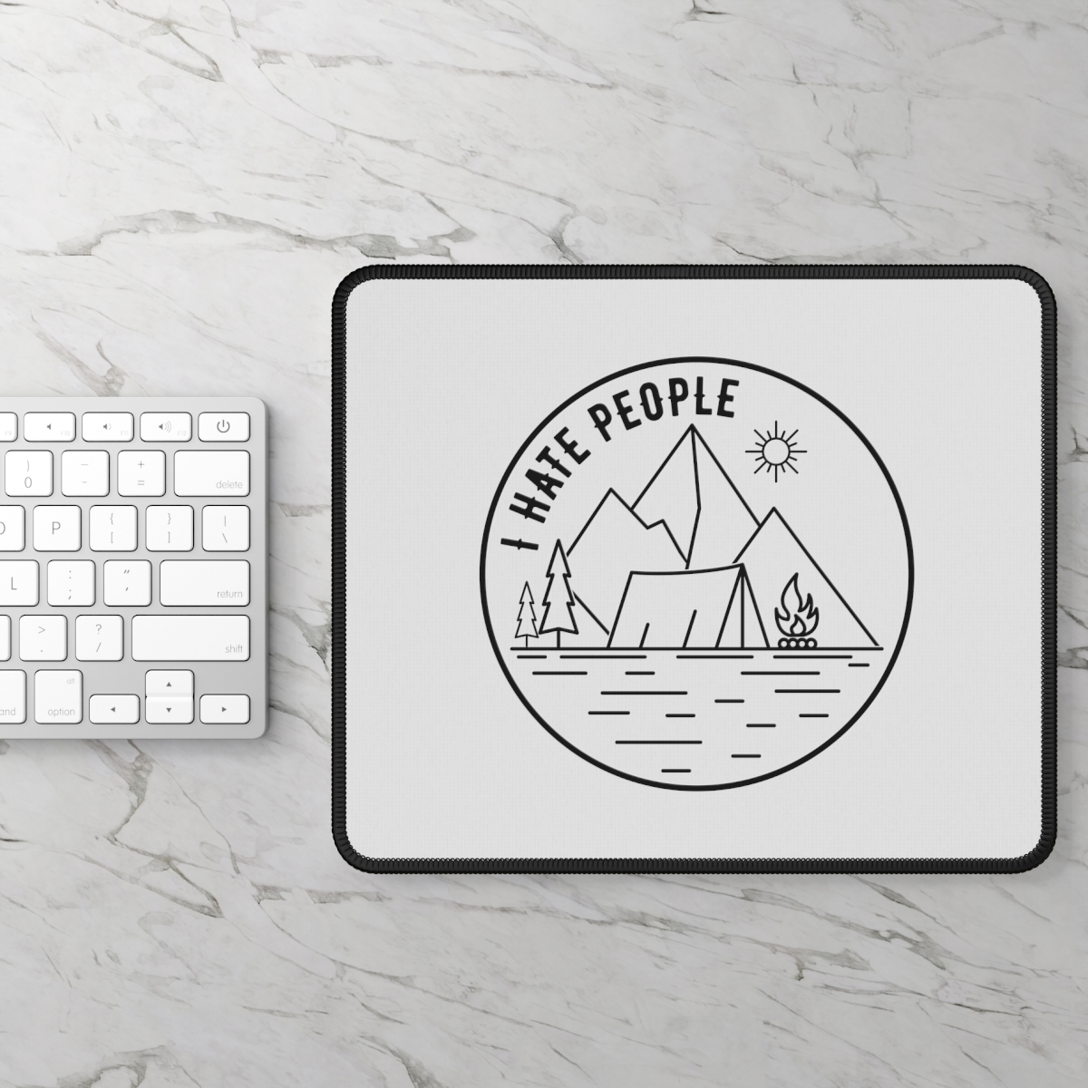 Camping Lover's "I Hate People" Mousepad - Neoprene, 9"x7", Stitched Edges, Blac - $14.42