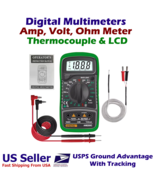 Digital Multimeter AC/DC Amp/ Volt Ohm Meter, Thermocouple, LCD and More - $11.66
