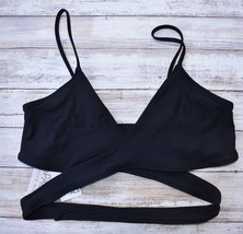 L*Space Swimwear Black Sweet &amp; Chic Chloe Wrap Bikini Top (S) $79 Nwt - £62.64 GBP