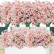 Krissing 48 Bundles Outdoor Artificial Flowers Uv Resistant Fake Silk, Pink - $46.99