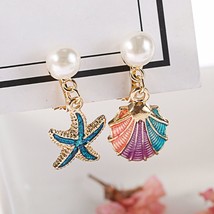 Alloy Enamel Shell Earrings Women Jewelry Charms Attract Lady Beach Party Starfi - £10.50 GBP