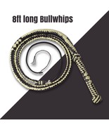 Indiana Jones Bullwhip Genuine Leather Cream/Black 8 Feet Long 12 Plait ... - $35.52