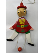 Vintage Wooden Jumping Jack Pull Toy Pinocchio Christmas Ornament Sevi I... - £23.60 GBP