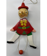 Vintage Wooden Jumping Jack Pull Toy Pinocchio Christmas Ornament Sevi I... - $29.69