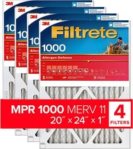 Filtrete 20x24x1, AC Furnace Air Filter, MPR 1000, Micro Allergen Defense,4-Pack - £25.74 GBP
