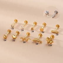 1Piece Heart 1.2*8mm Piercing Body Jewelry Lip Stud for Women 2022 New Trend Ear - £8.79 GBP
