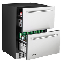 VEVOR 24 in Stainless Steel Dual-Drawer Undercounter Fridge LED Display ... - $713.99