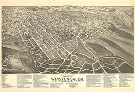 Winston-Salem, North Carolina - 1891 - Aerial Bird's Eye View Map Poster - $9.99+