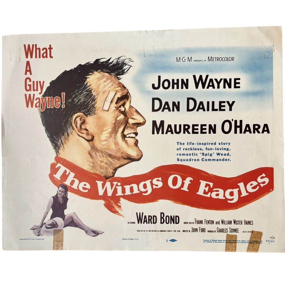 Vintage 1957 The Wings Of Eagles Movie Lobby Card John Wayne Margaret O&#39;... - $49.84