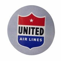 Vintage Mid Century 1950s United Airlines Air Lines Luggage Label Travel Sticker - £18.35 GBP