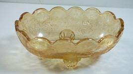 Jeannette Glass Floragold Louisa Pattern Oval Footed Iridescent small Ca... - $24.75