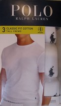 3 Genuine Polo Ralph Lauren Mens 2XL To 6XL Big&Tall White Cotton Crew T-SHIRTS - £41.48 GBP