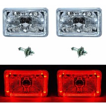 4X6 Red LED Halo Angel Eye Halogen H4 Headlights Crystal Clear Headlamp ... - £59.91 GBP