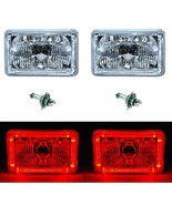 4X6 Red LED Halo Angel Eye Halogen H4 Headlights Crystal Clear Headlamp ... - $74.95