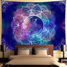 Mandala Tapestry Blue Starry Night Tapestry Mandala Celestial Moon Tapestry Wall - £19.18 GBP
