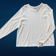 Croft &amp; Barrow Woman Stretch Cotton Blend Size 3X Long Sleeve Ivory White Top - £15.85 GBP
