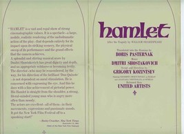 Hamlet Russian Movie Souvenir Program 1964 Boris Pasternak Dmitri Shosta... - $27.72
