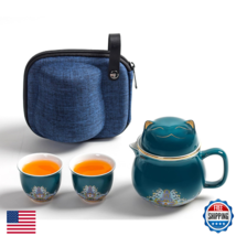DEARART Lucky Cat Tea Mug w/ Strainer Infuser, Lid, Saucer - Ceramic, 2-... - $60.43