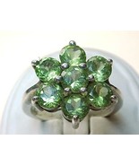 Vintage Genuine PERIDOT Flower  RING in STERLING SILVER - Size 7 - FREE ... - £130.48 GBP
