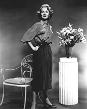 Virginia Mayo Smiling Hands On Hips Pose By Flower Stand 16X20 Canvas Giclee - £54.75 GBP