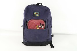 Vintage 90s Faded Mickey Mouse Spell Out Box Logo Suede Trim Backpack Bo... - $44.50