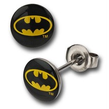 Batman Symbol 316L Surgical Steel Stud Earrings Black - £12.85 GBP