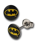 Batman Symbol 316L Surgical Steel Stud Earrings Black - £12.49 GBP