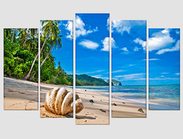 Tropical Palm Beach Canvas Art Seascape Print Beach Poster Ocean Wall Art Tropic - £39.29 GBP