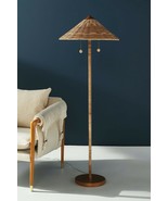 NEW Anthropologie Rattan Umbel Floor Lamp Brass &amp; Basket Shade Coastal O... - £933.73 GBP