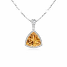 ANGARA Bezel-Set Trillion Citrine Pendant with Milgrain in 14K Gold (A Size-6) - £276.38 GBP