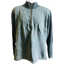  32 Bar Blues Half Zip Sweater XL Distressed Blue Knit Y2K Grunge Core - $34.19