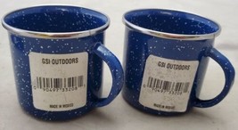 Two GSI Outdoor Blue Enamelware Coffee Beverage Cups Mug Camping Hunting Fishing - £7.82 GBP