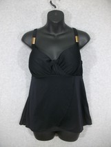 Cacique Women&#39;s Tankini Swimsuit Top Black Convertible Adjustable 38DD Bra - £19.21 GBP