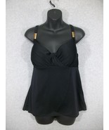 Cacique Women&#39;s Tankini Swimsuit Top Black Convertible Adjustable 38DD Bra - £19.05 GBP