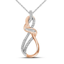 10k Rose Gold Womens Round Diamond Infinity Fashion Pendant 1/6 Cttw - £157.39 GBP