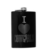 8oz BLACK I Love Cowgirls Flask L1 - $29.56 CAD