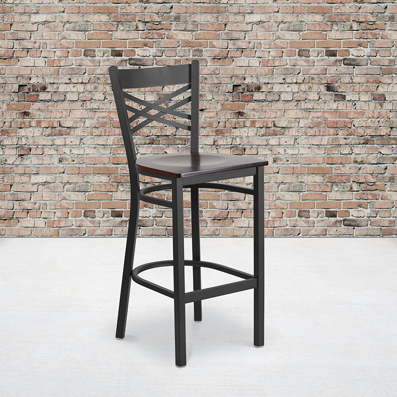 Black X Stool-Wal Seat XU-6F8BXBK-BAR-WALW-GG