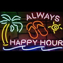 New Always Happy Hour Beer Palm Tree Pub Neon Sign 24&quot;x20&quot;  - £199.24 GBP