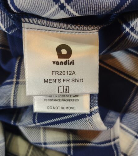 VANDISI FR Shirt Flame Resistant Shirt Blue Plaid Flannel 3XL CAT2-2112 Men's  Item image 6