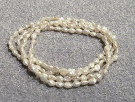 Handcraft white cream fresh water rice pearl 3-4mm necklace bracelet anklet 32&quot; - £7.10 GBP
