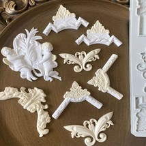 Baroque Fondant Mold Scroll Border Relief Appliques Resin Cake Silicone Mould - £13.41 GBP