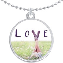 Love Boots Cowgirl Round Pendant Necklace Beautiful Fashion Jewelry - £8.62 GBP
