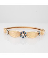 14K Heavy Yellow Gold Blue Sapphire &amp; Real Diamond Bangle Bracelet  MSRP... - $2,666.46 CAD