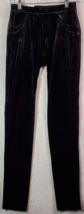 Calvin Klein Pants Womens Size XS Black Velour Polyester Pockets Logo Slim Leg - £17.48 GBP