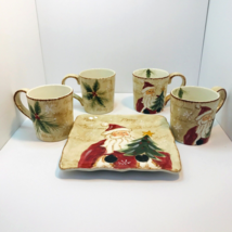 Maxcera Woodland Santa Mugs And Cookie Plate Christmas Discontinued Pattern - £51.51 GBP
