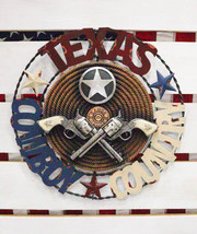 18&quot; Wide Vintage Rustic Texas Cowboy Country 2 Pistols Metal Circle Wall Decor - £39.32 GBP