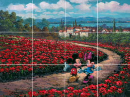 Tuscany Italy red poppy flower garden landscape ceramic tile mural backsplash - £46.96 GBP+