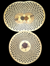 Romanian Wooden Chip Bowls Lot 2 Handmade Carved Lace Cut Out Flower Inl... - $361.34 MXN