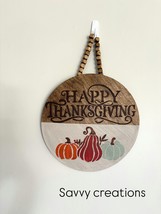 Handcrafted Wooden Happy Thanksgiving Wall Hanging - $361.14 MXN
